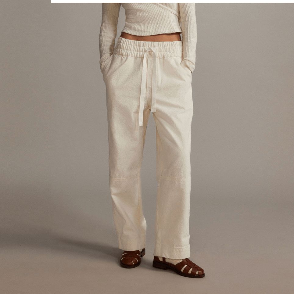 Everlane The Canvas 100% Organic Cotton Pull-On Pant Bone Size Medium